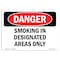 Signmission Safety Sign, OSHA Danger, 7" Height, Rigid Plastic, Smoking In Designated Areas Only, Landscape OS-DS-P-710-L-1574 - alternate 1
